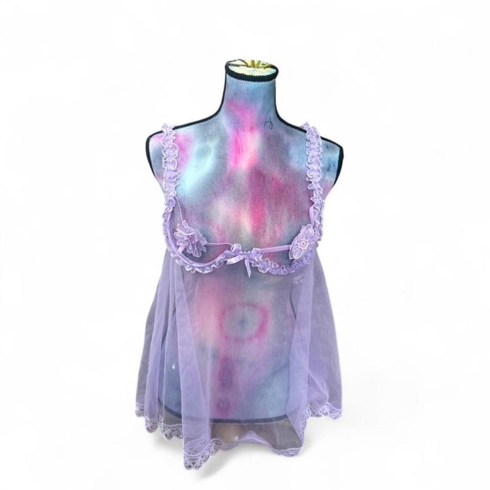 Vintage Frederick's of Hollywood purple sheer baby doll size medium